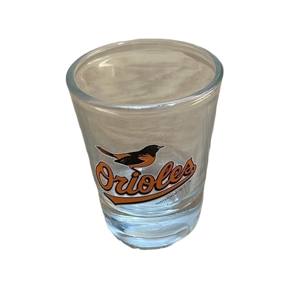 MLB Baltimore Orioles Shot Glass Clear Orange Black Baseball